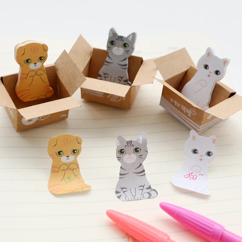 3D Kawaii Cat Dog Box Stickers Cute Cartoon Korean Stationery Sticky Notes Office School Supplies Memo Pad Scrapbooking |