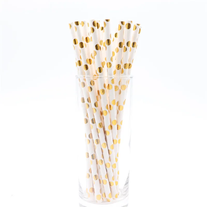 Straw Paper 25pcs Disposable tableware Hot stamping party supplies wedding Christmas for home Baby shower | Дом и сад