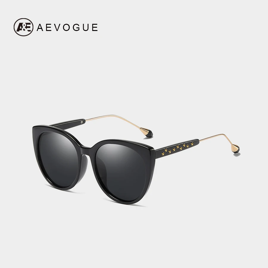 AEVOGUE поляризованных солнцезащитных очков Для женщин Cat Eye звезда декорированные заклепками градиентные линзы прозрачная рамка Солнцезащитные очки женские AE0629