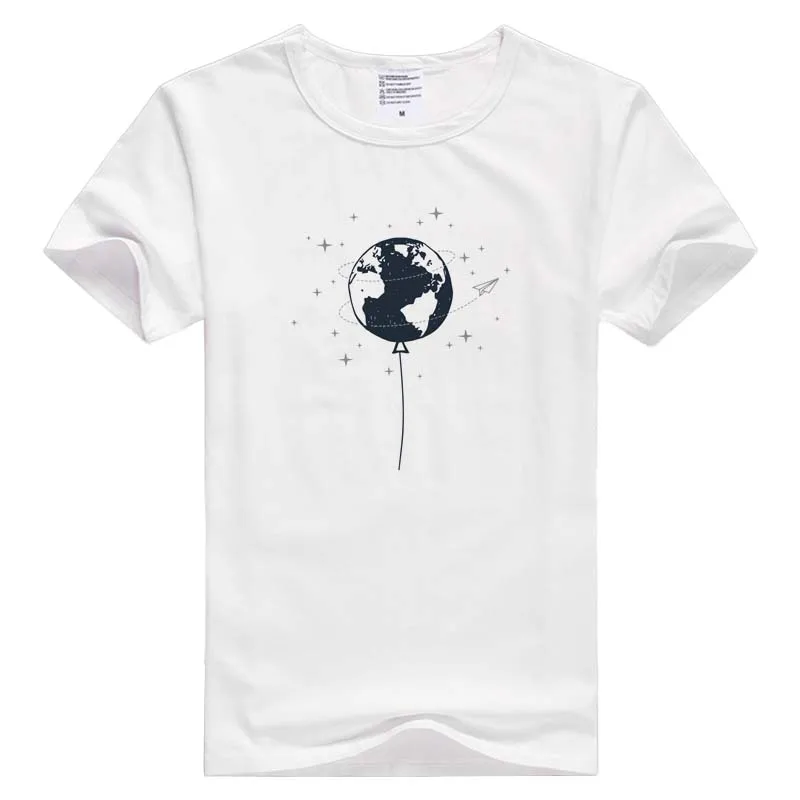 Earth Globe Balloon Paper Airplane short sleeve casual Men Women T-shirt Comfortable Tshirt Cool Print Tops GA1140 | Мужская одежда