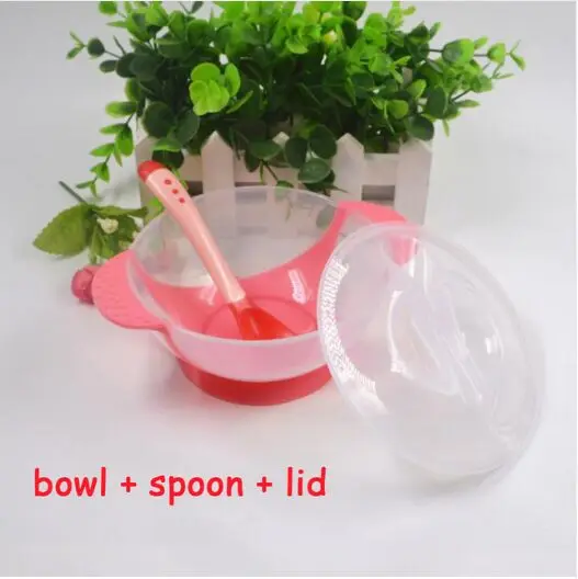 Pink Dish 3 PC 3 шт./компл. детская обучающая посуда с присоской детский спасательный набор посуды для оказания помощи чаша Температура зондирования ложка вилка Посуда - Цвет: Pink Dish 3 PC