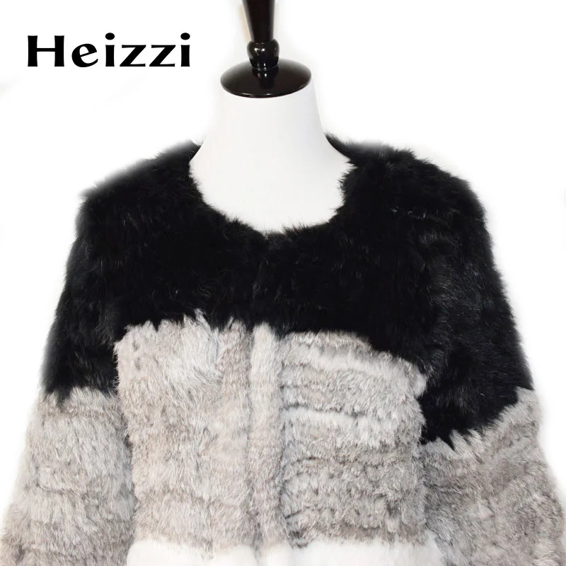 Heizzi вязаные с натуральным кроличьим мехом пальто куртка русский женские зимние