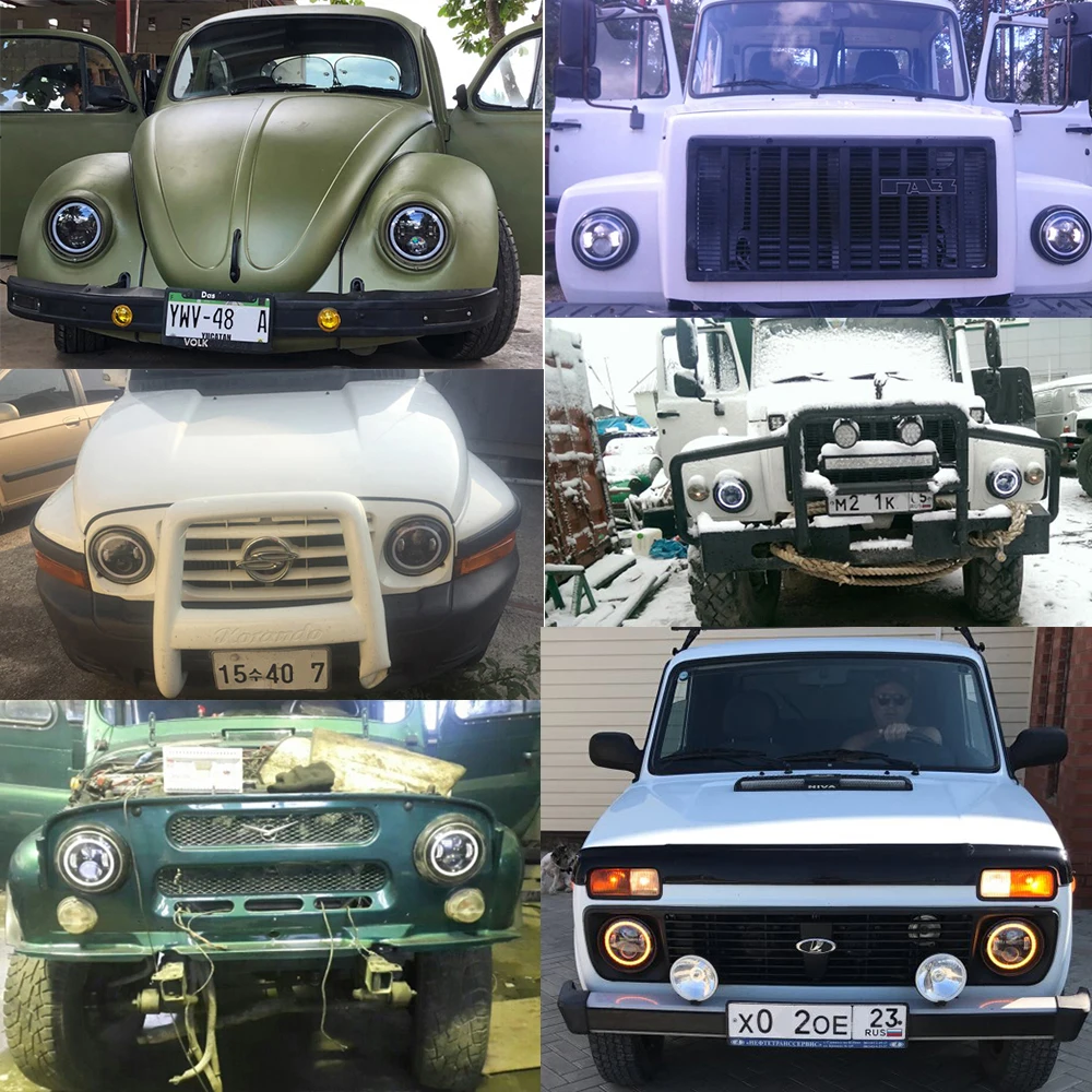 Светодиодная фара CO LIGHT 7 дюймов круглая H4 6000K 50 Вт для джипа Лада нива Hummer УАЗ 4х4