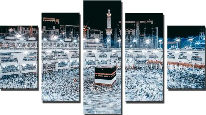 PG4012 Малый Bairam подарки 5 шт. исламский Shrine The Caaba пейзаж холст живопись печать стены Искусство картина для гостиной домашний декор - Цвет: PG4012
