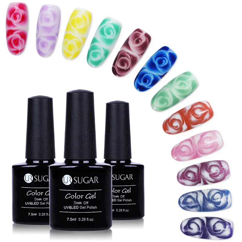 Ur Sugar, 2 шт, прозрачный белый цветок, гель, Цветущий цветок с краской для ногтей, блестящий цвет, впитывающий УФ-гель для дизайна ногтей, Набор лаков DIY