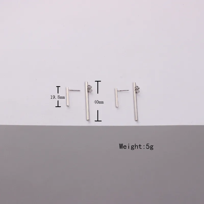 2018 Minimalism Women Geometry Ear Stud Earrings Gold Silver Color Punk Simple Bar Jewelry Brincos Bijoux | Украшения и
