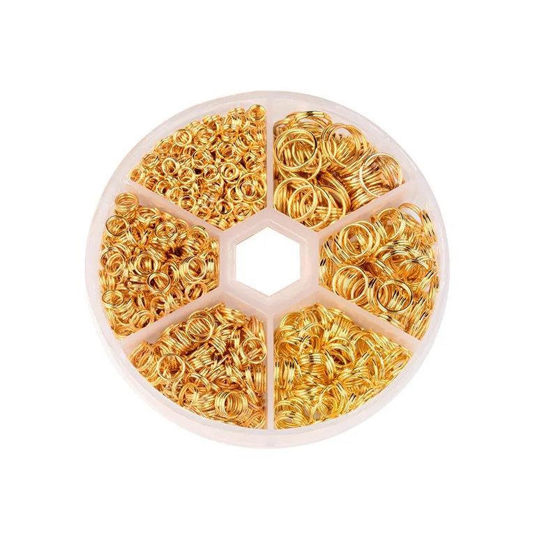 gold Semitree 1 коробка открытый прыжок кольца двойные петли золото/серебро Цвет Сплит Кольца для ювелирных аксессуаров Изготовление поделок своими руками поставки - Цвет: gold