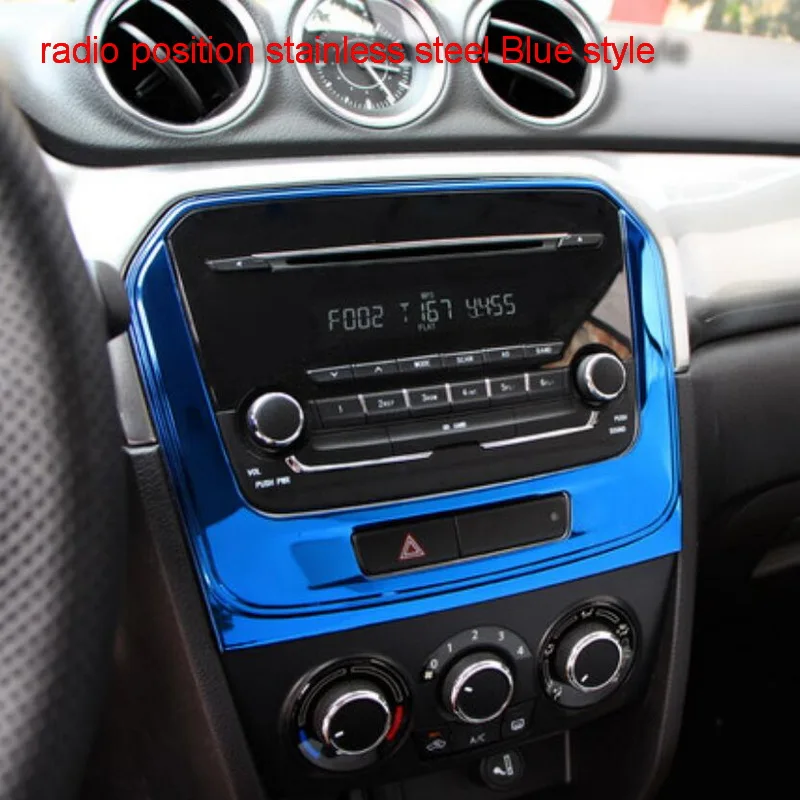 Radio position blue Tonlinker наклейки для SUZUKI Vitara-18 автомобильный Стайлинг 1 шт. нержавеющая сталь центральная консоль интерьерные накладки наклейка - Название цвета: Radio position blue