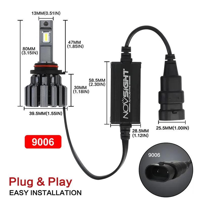 Novsight H7/H11/H4/9005/9006 светодиодные автомобильные лампы 80 Вт 15000lm/пара светильник лампы для автомобилей 6000 К авто светодиодные лампы головной светильник заменить наборы
