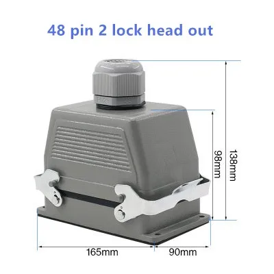 16A HE-6 10 16 24 32 48 Pin сверхмощный разъем, авиационная розетка прямоугольник - Цвет: 48 pin 2 lock