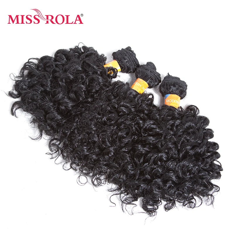 Короткие вьющиеся синтетические волосы Miss Rola для наращивания #1 6 штук Kanekalon