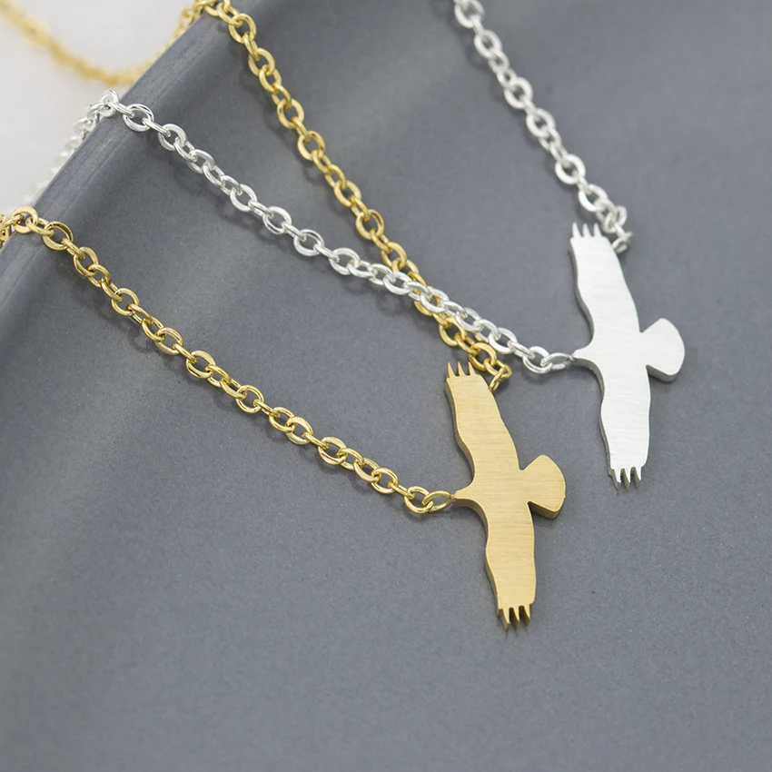 

V Attract 10pcs Bird Choker Stainless Steel Chain Cute Eagle Pendant Necklace Women Men Vintage Jewelry Animal Colar Masculino