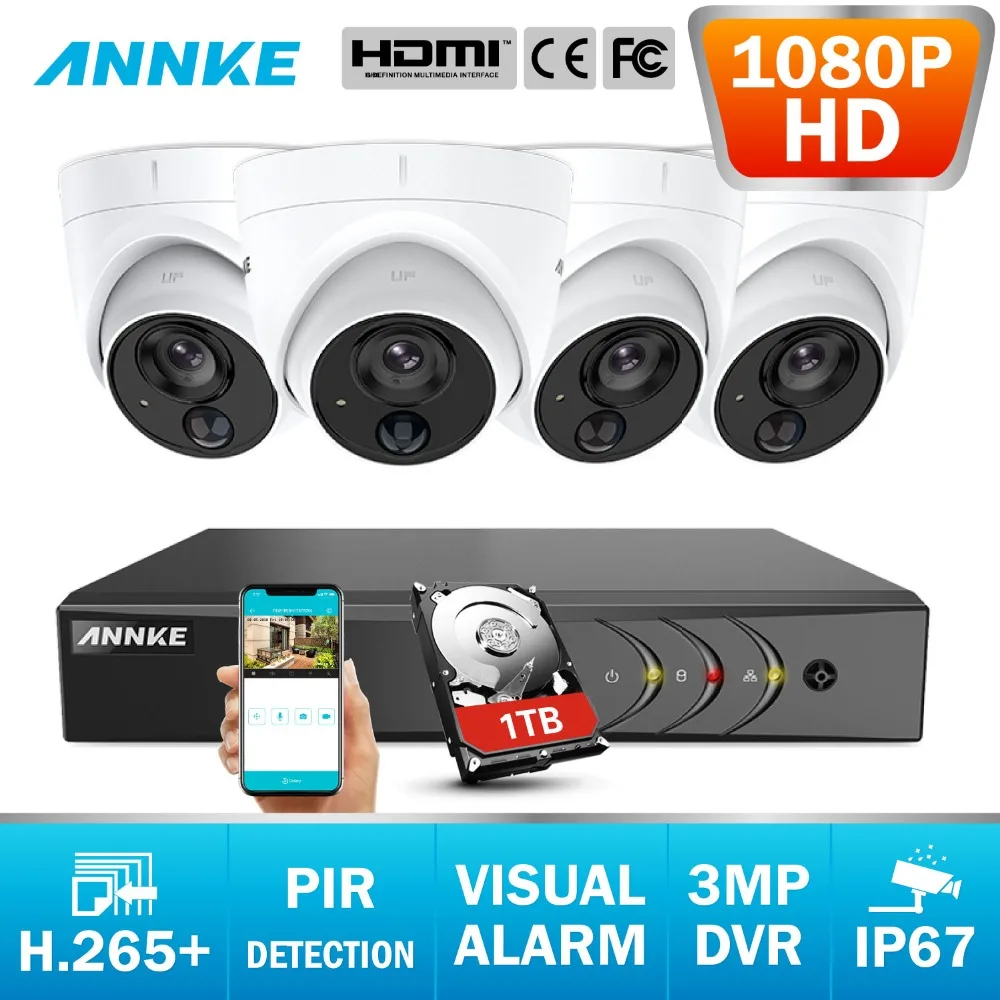 ANNKE 8CH 2MP система безопасности камеры 3MP 5в1 H.265 + DVR с 4X1080 P TVI открытый стойкий к