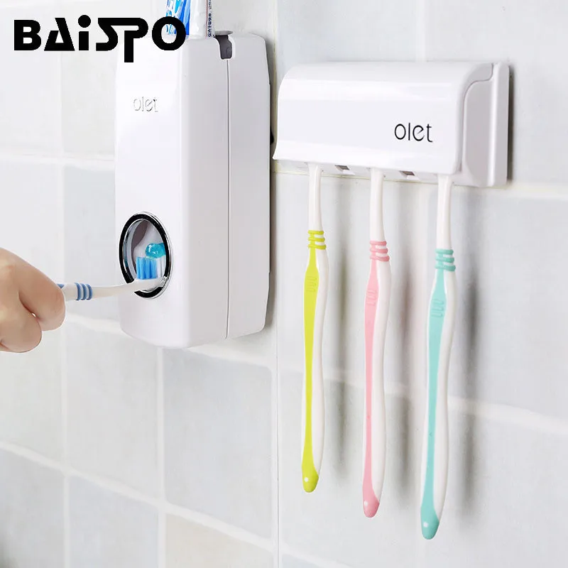 BAISPO 1 набор держатель зубной щетки автоматический диспенсер для зубной пасты соковыжималка 5 настенная подставка для зубных щеток крепежная подставка аксессуары для ванной комнаты