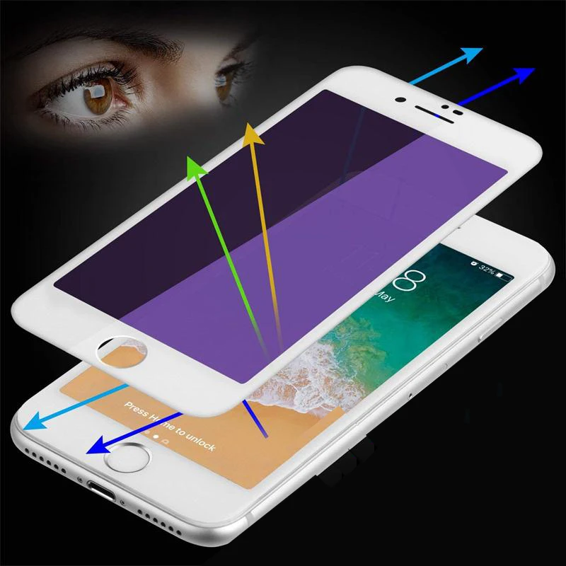 Gourde 3D Матовый Анти синий свет закаленное стекло для iPhone X 6s plus Полный закругленный