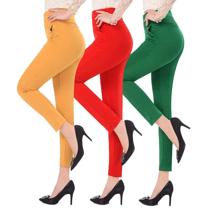 Женские эластичные брюки 5XL летние облегающие с высокой талией женские