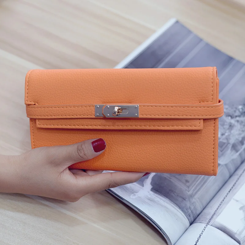 orange Модный женский кожаный кошелек, кошельки, женский бумажник, женские кошельки, дизайнерская визитница, клатч - Цвет: orange