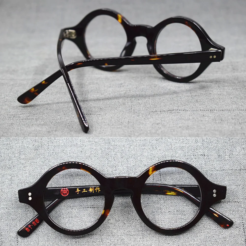 Vintage Hand Made Small 38mm Round Full Rim Reading Glasses Acetate +25 +50 +75 +100 +125 +150 +175 +200 +225 +250 +275 +300 +60