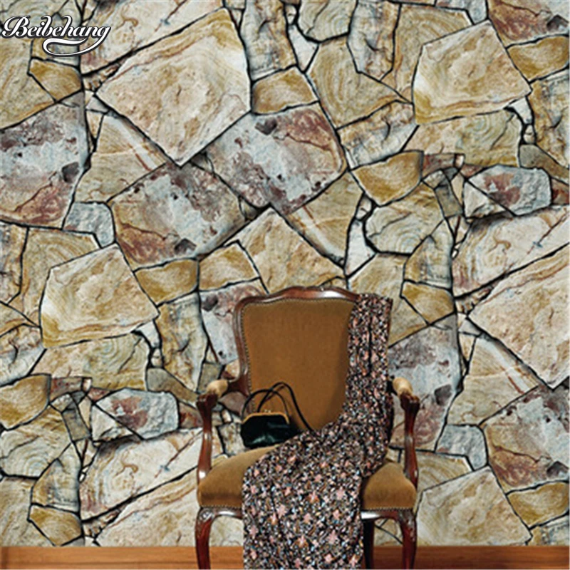 beibehang PVC imitation stone wallpaper special cultural hall backdrop hotel restaurant decoration | Обустройство дома