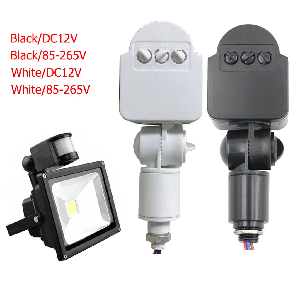 

1pcs New PIR Motion Sensor Switch ABS Human Infrared Sensor Switch DC12V/AC 85-265V for LED Flood Light Human Infrared Sensor