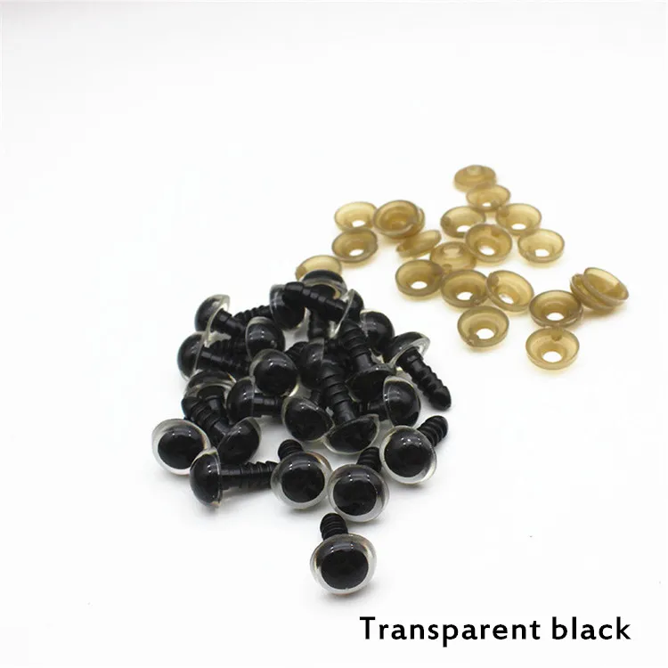 Transparent black 70 шт. 10 мм/12 мм цветные пластиковые защитные Глаза DIY товары для рукоделия плюшевые игрушки куклы Животные амигуруми Глазные яблоки Декор винт гуглые глаза - Цвет: Transparent black