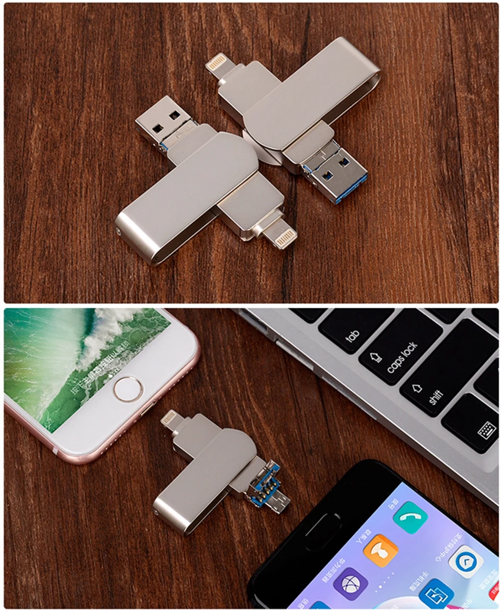 Новинка, 3 в 1, USB3.0 флеш-накопители, 128 ГБ, карта памяти, внешнее хранилище для iPhone, iPad, iOS, MacBook, Windows, Android и компьютера