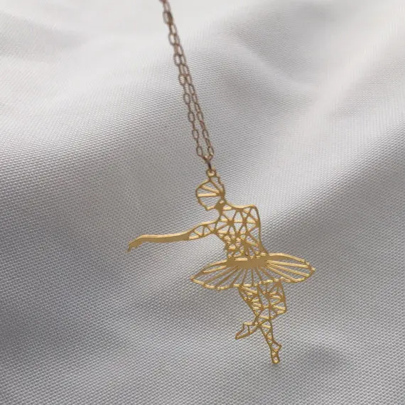 Золотистое серебряное геометрическое балетное ожерелье Танцовщица