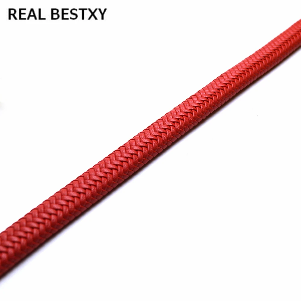 Настоящий BESTXY, 1 м/лот, 12x6 мм, с плоской задней частью, Плетеный кожаный шнур для изготовления браслетов, аксессуары для ювелирных изделий diy