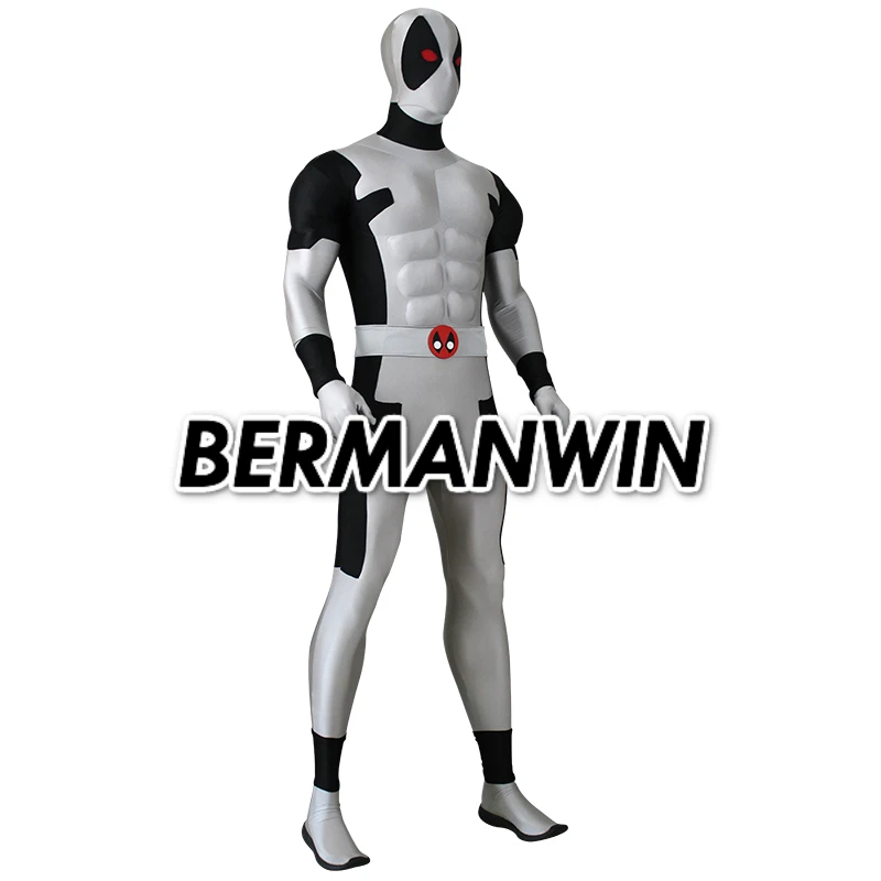 BERMANWIN высокое качество Серый Черный X-Force Дэдпул костюм спандекс лайкра костюм с подкладка для мышц Хэллоуин Косплей Костюм