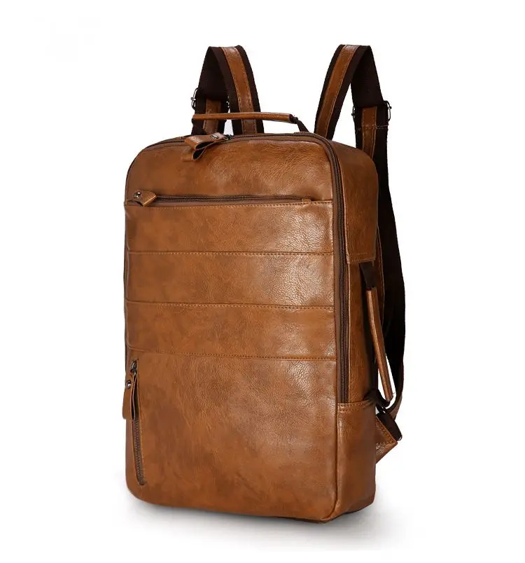 Винтажный Мужской рюкзак из водонепроницаемой искусственной кожи дорожная