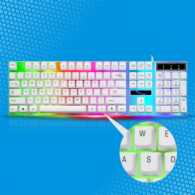 Радужный светодиодный Pro игровая клавиатура мышь комплект USB Проводная клавиатура и мышь 1600 dpi мыши для компьютера ноутбука ПК геймера