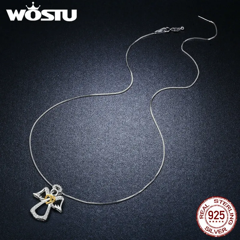 WOSTU, Новое поступление, 925 пробы, серебряные Чокеры ангела-хранителя для женщин, модные S925 подвески, ювелирные изделия, подарок CQN123