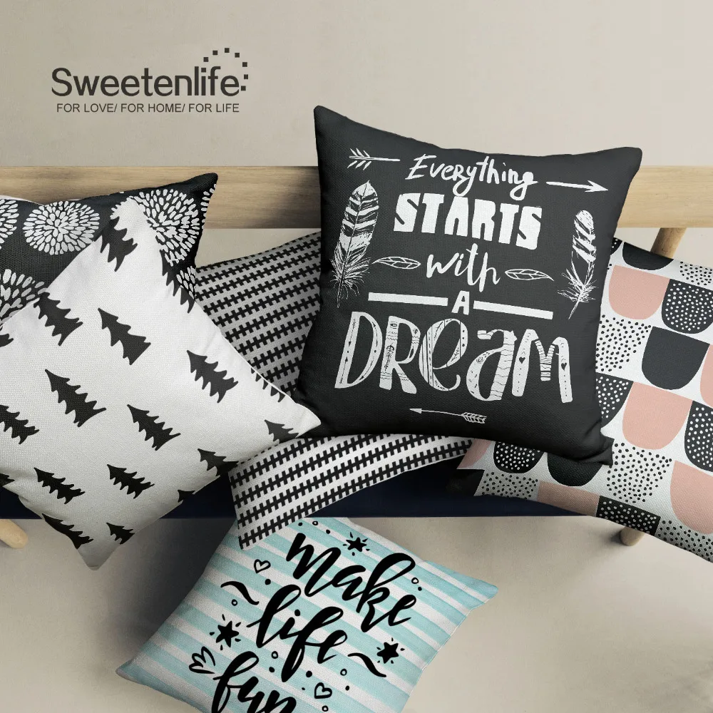 

Sweetenlife Nordic Style Decorative Cushions 50*50 Cushions Home Decor Pillow Cotton Linen Pillow Covers Geometric Sofa Cushions