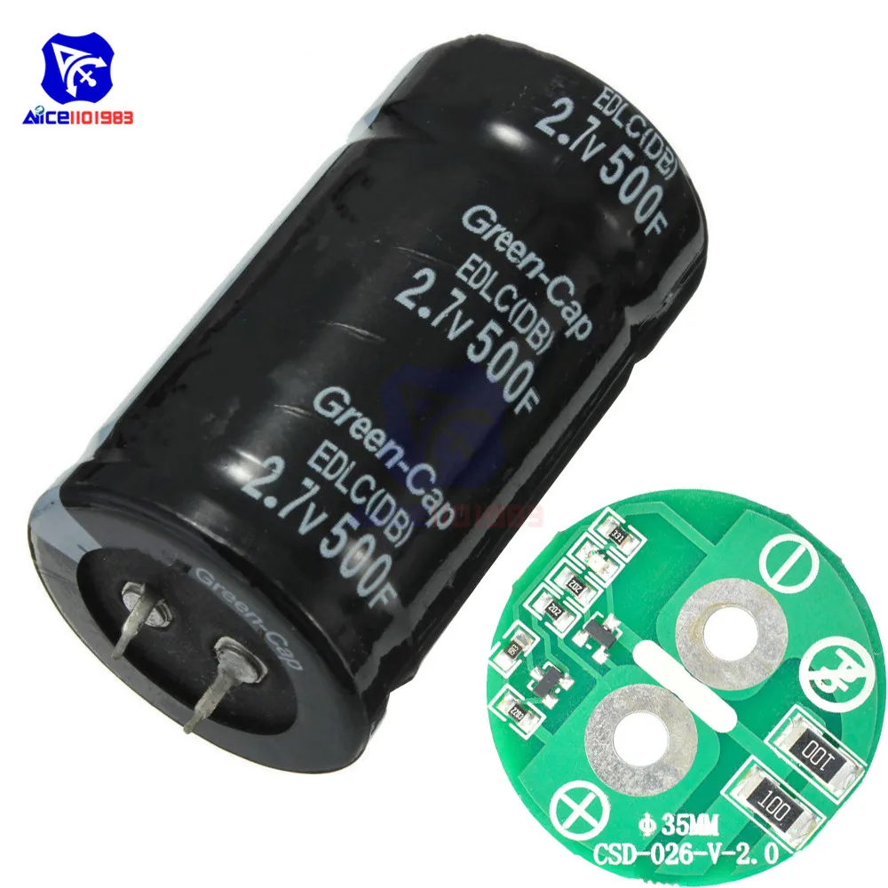 Сверх яркий конденсатор 2 7 V 500F 35*60mm высокочастотный низкий ESR Pin супер для