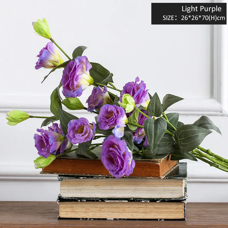 Light Purple Миз дома 5 шт. 1 бутон eustoma свадебный цветок бутон цветка для невесты Дизайн и Декор Искусственный цветок Шелковый цветок без ваза - Цвет: Light Purple