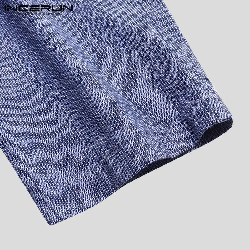 INCERUN, новинка, мужские комбинезоны, комбинезоны с коротким рукавом, с отворотом, на шее, уличная одежда, мешковатые штаны, одноцветные, дышащие, модные мужские комбинезоны карго