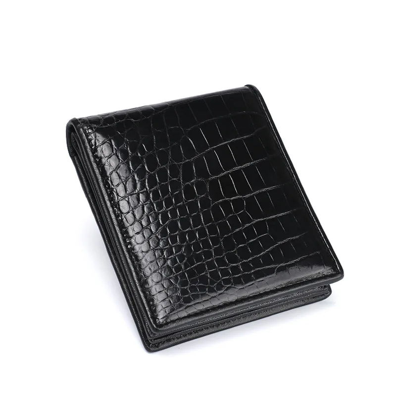 horizontal black McParko, мужские кошельки, натуральная кожа, Крокодиловая Кожа, мужской кошелек, люксовый бренд, кожа аллигатора, мужской кошелек, короткий кошелек, коричневый - Цвет: horizontal black