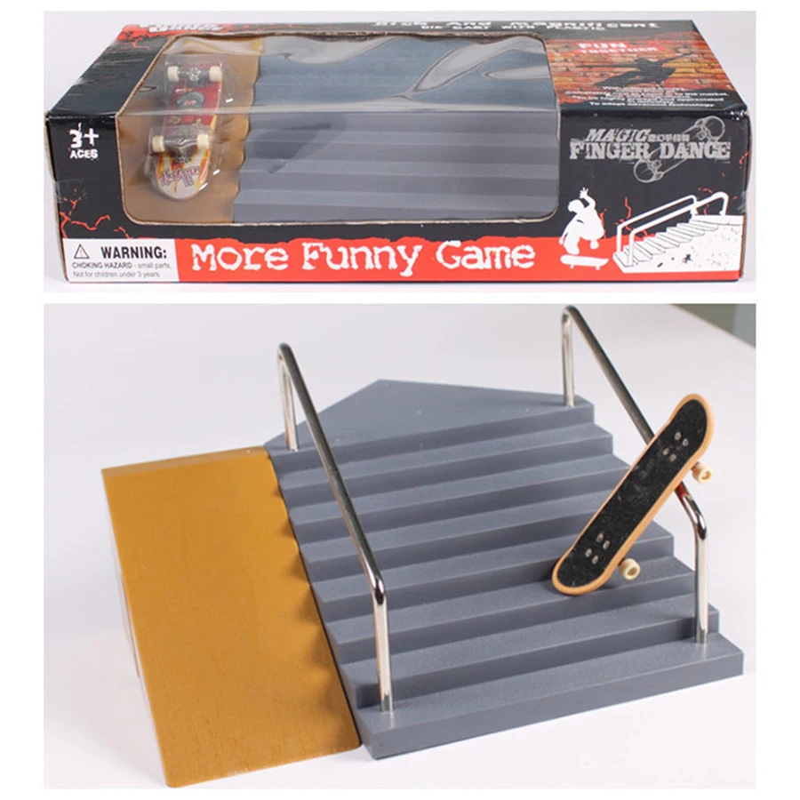

SK-E 3+1 Steps & Plane Slope Finger Skateboard Park Ramp & Fingerboard Parts for Tech Deck & Finger Board Stage Property