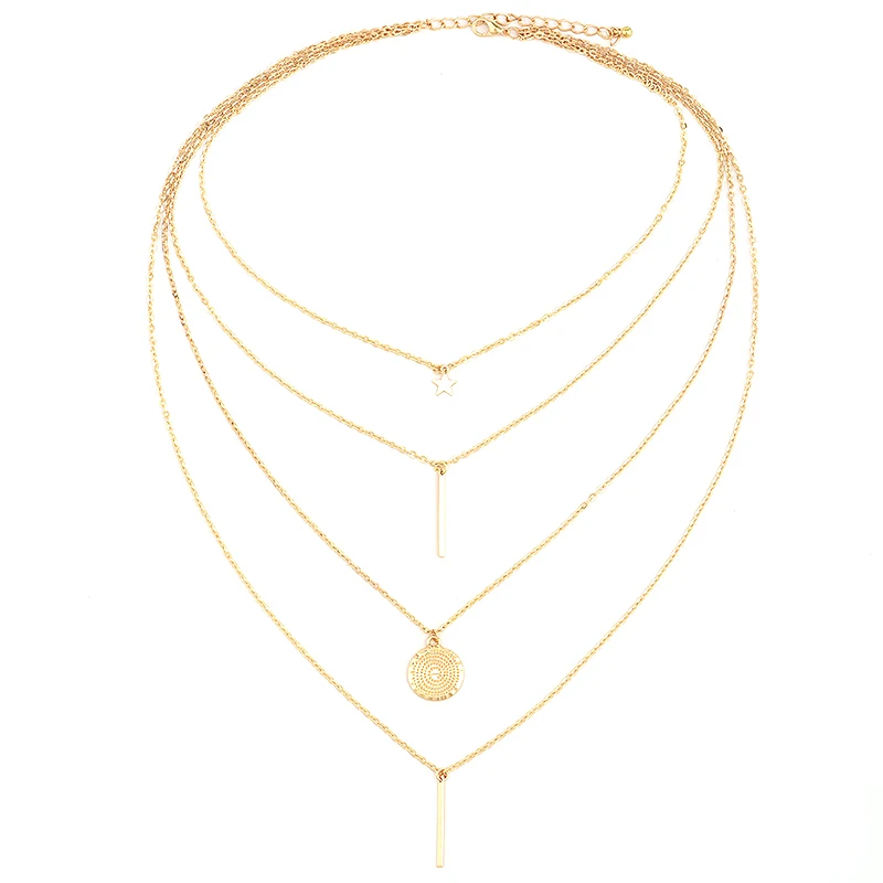 4 шт./компл. модное многослойное длинное ожерелье с подвеской в виде звезд и