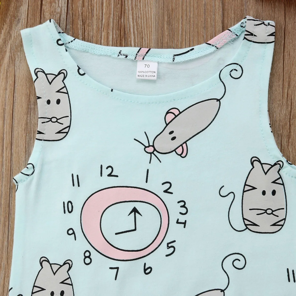 Комбинезон без рукавов для новорожденных девочек комбинезон с мышью милый синий