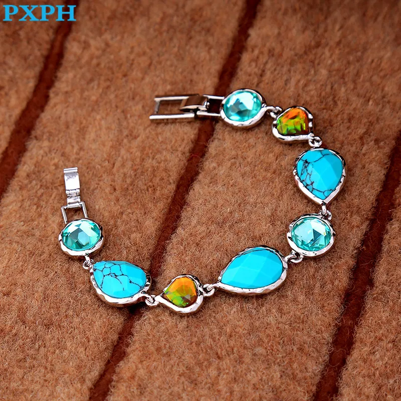 Роскошные ретро капли воды синий камень браслет для Для женщин B451|bracelets for|crystal