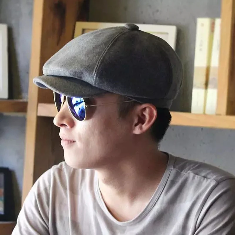 

Wool Octagonal Cap Newsboy Beret Hat For Men's Male Dad Ivy Caps Golf Driving Flat Cabbie Flat Hats Autumn Winter Peaky Blinders