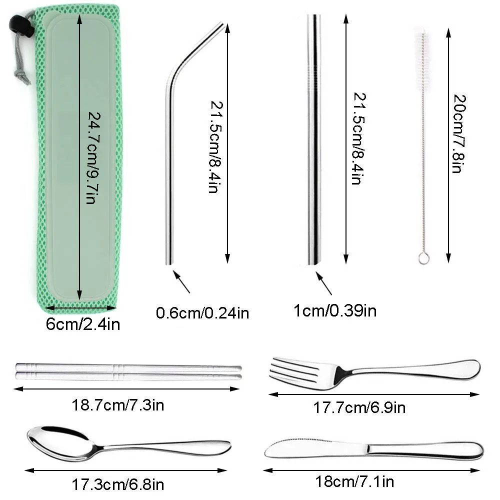 7 шт. набор столовых приборов портативный 304 из нержавеющей стали вилка нож для