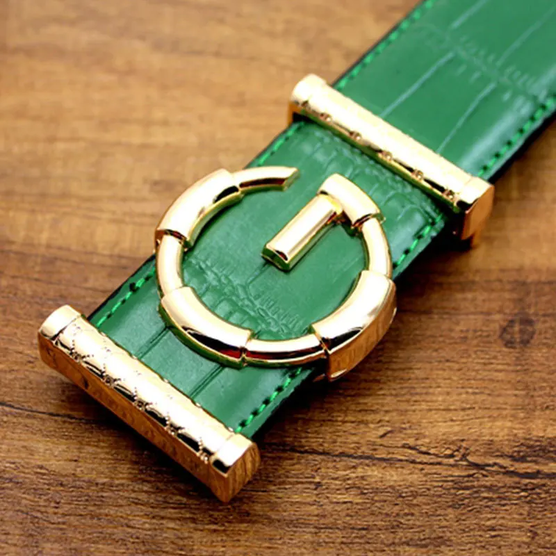 Женский брендовый ремень с пряжкой G черный/коричневый из натуральной кожи для