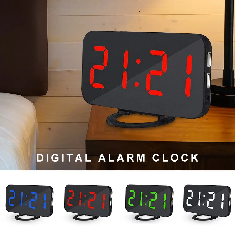 

LED Digital Alarm Clocks For Bedrooms Bedside With Snooze Digital Clock For Heavy Sleepers Dual Clock With USB Charger Snooze