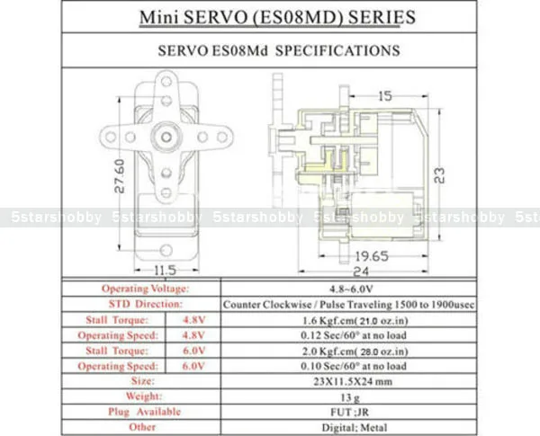 10 шт. EMAX ES08MD II 12g/2 4 Кг микро-металлическая передача цифровой сервопривод для