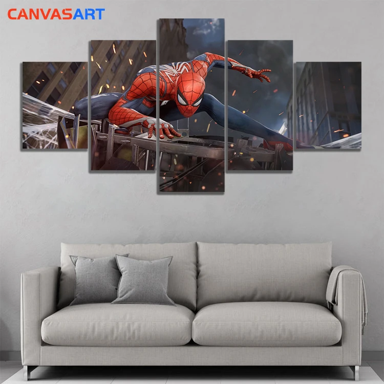 Canvas Art 5 Piece HD Pictures The Amazing Spider-Man for Wall Decor Painting Poster | Дом и сад