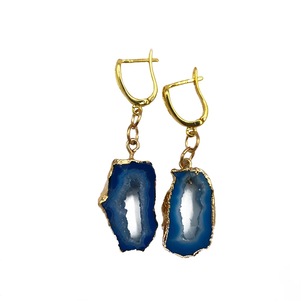 

WitboyGem Natural Druzy Agates Drop Dangle Earrings For Women Bohemia Quartz Drusy Eardrop Lady Crystal Geode Earrings EA002