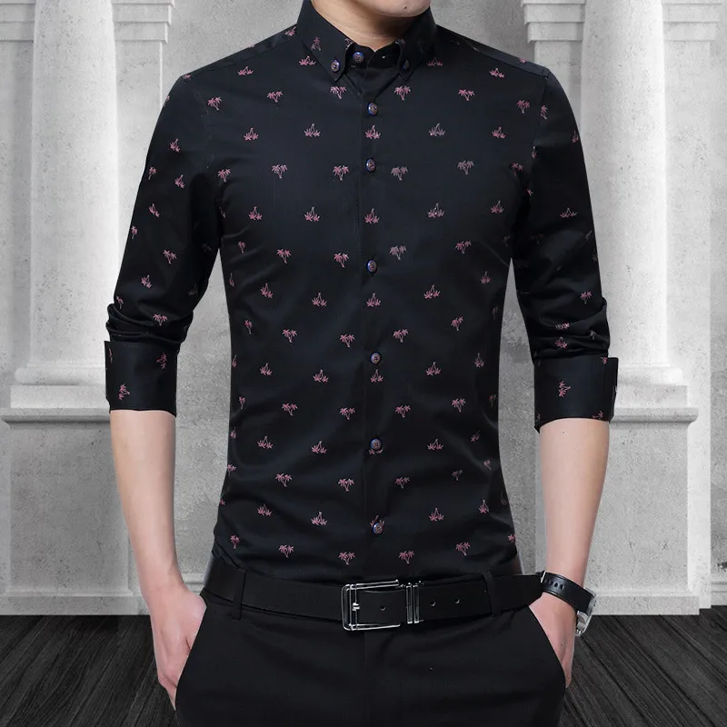 

VISADA JAUNA 2017 New Arrival Men's Long Sleeve Shirts Fashion Casual Printing Brand Clothing Camisa Social Masculina 5XL N1344