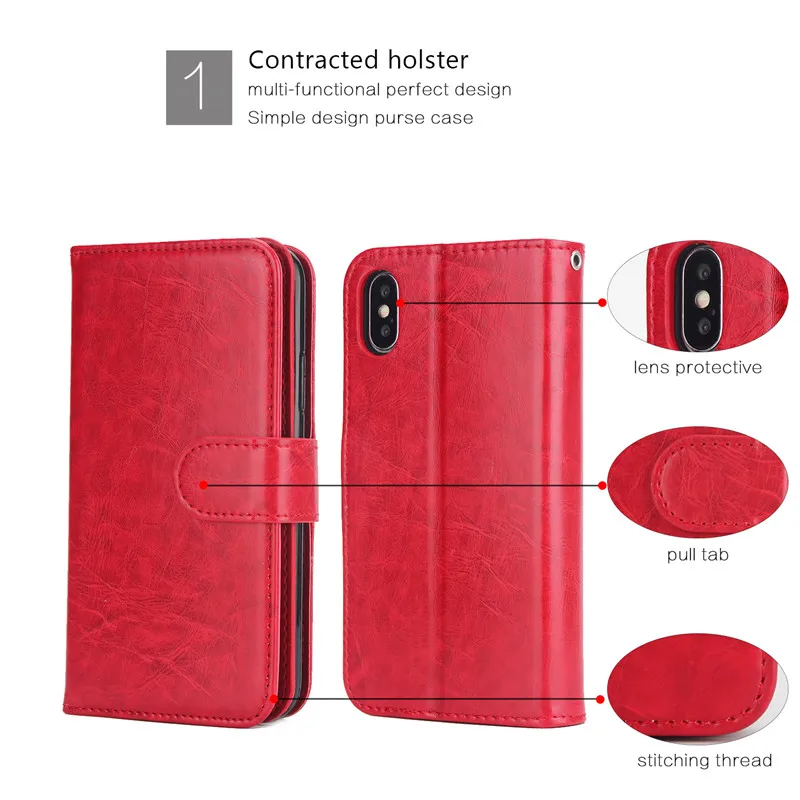 XS MAX XR Cases For Apple iPhone 5S 5SE 6 6S 7 8 Plus iPone X Flip Wallet XSmax 7Plus 8Plus 6Plus Case Leather Card Cover Etui | Мобильные